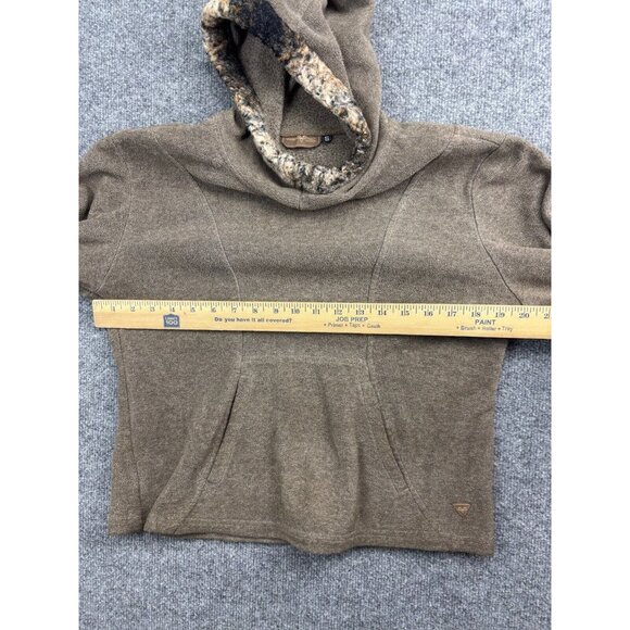 Wooly Bully Pullover Sweatshirt Women's Small Brown Fleece Hooded Pockets Hoodie - Picture 4 of 6